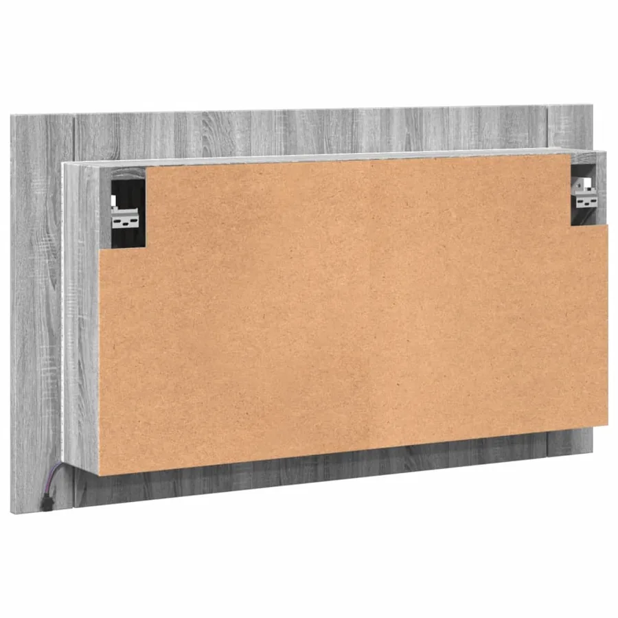 Armoire de salle de bain à miroir LED sonoma gris 80x12x45 cm - 9