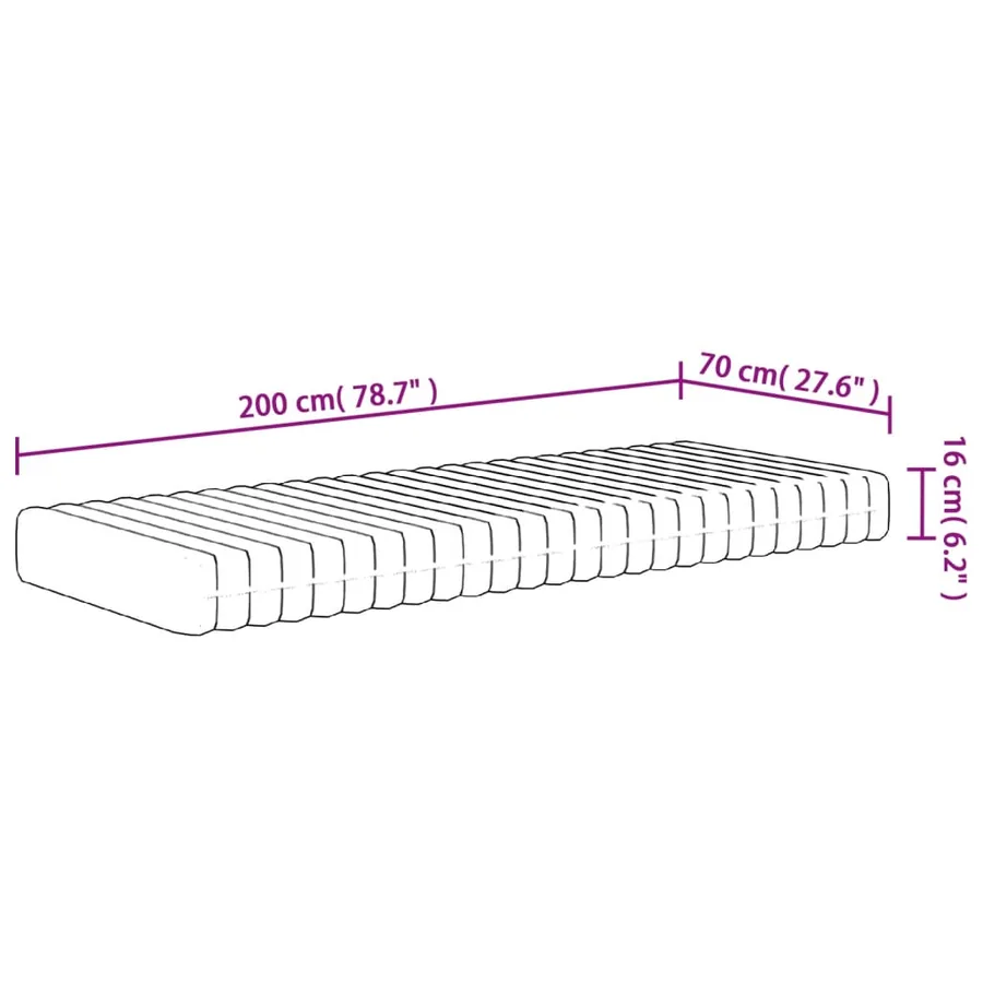 Matelas en mousse moyennement doux 70x200 cm - 9