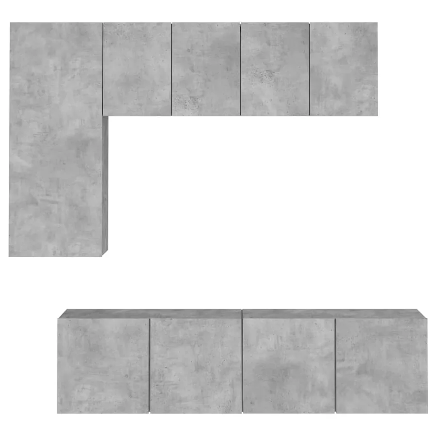 Unités murales TV 5 pcs gris béton bois d'ingénierie - 5