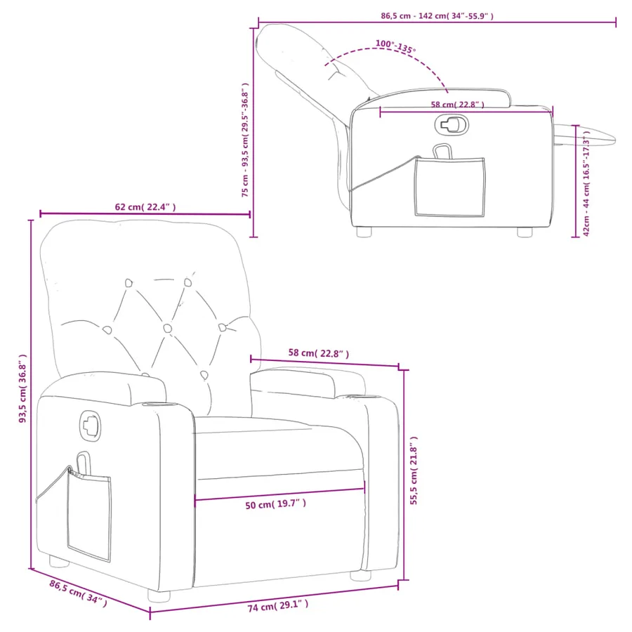 Fauteuil inclinable de massage vert foncé tissu - 13