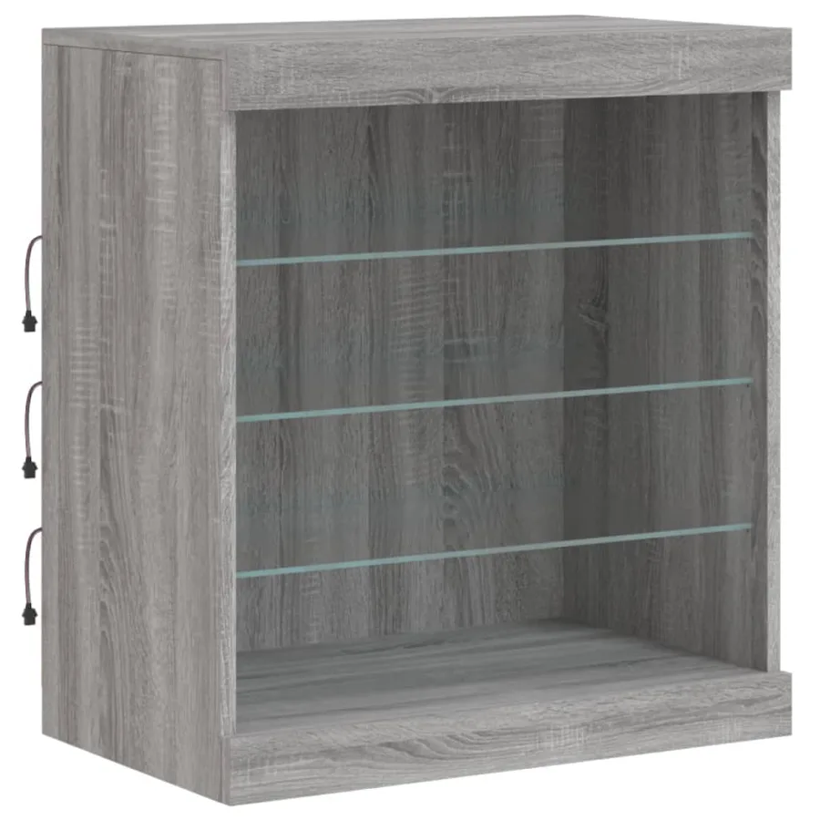 Buffet avec lumières LED sonoma gris 142,5x37x67 cm - 10