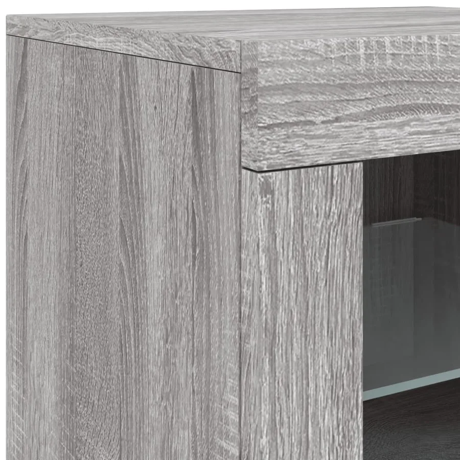 Buffet avec lumières LED sonoma gris 142,5x37x67 cm - 11