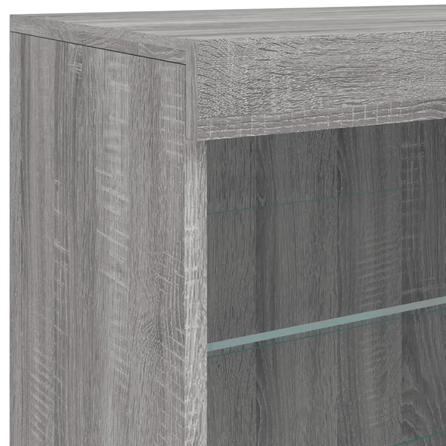 Buffet avec lumières LED sonoma gris 142,5x37x67 cm - 12
