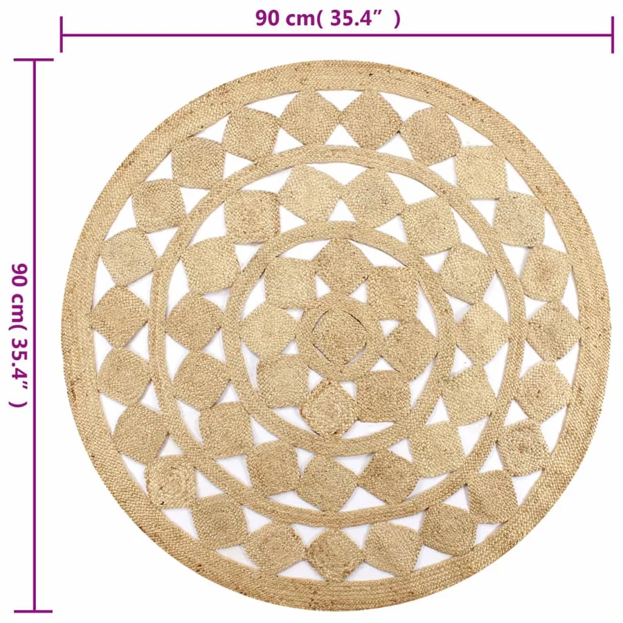 Tapis fait à la main Jute tressée 90 cm - 6