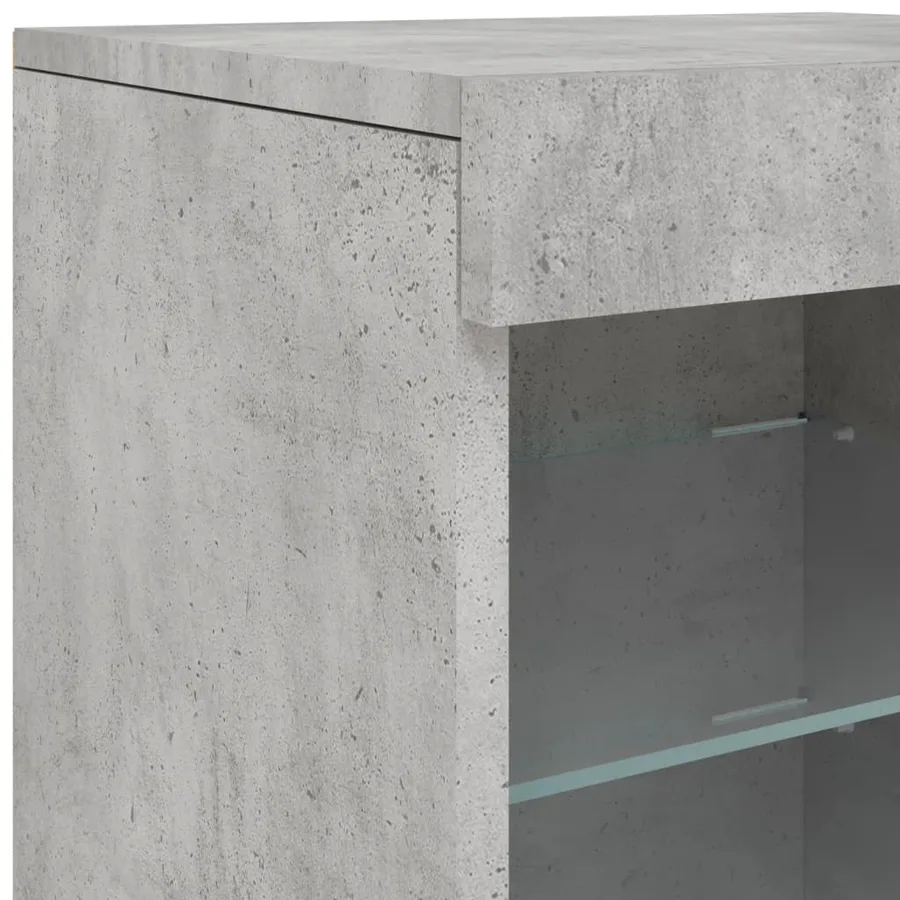 Buffet avec lumières LED gris béton 283x37x67 cm - 15