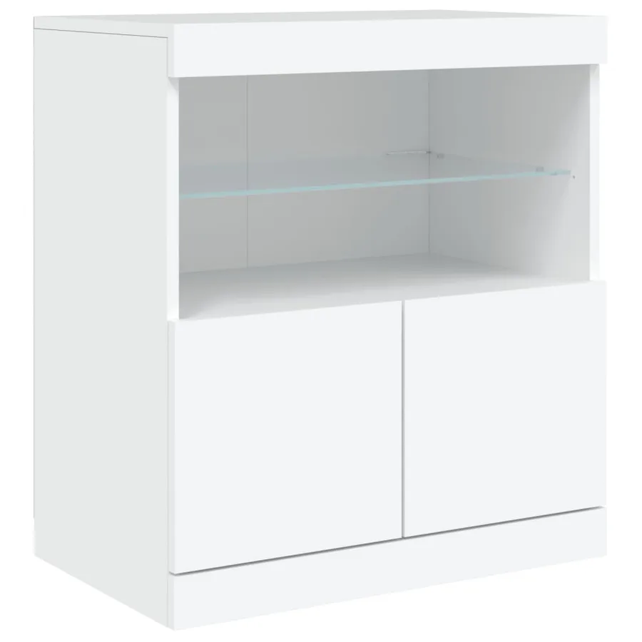 Buffet avec lumières LED blanc 60x37x67 cm - 3
