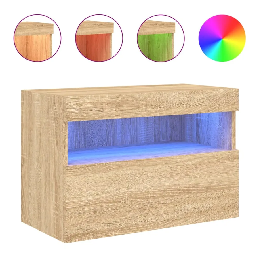 Meuble TV mural avec lumières LED chêne sonoma 60x30x40 cm - 2