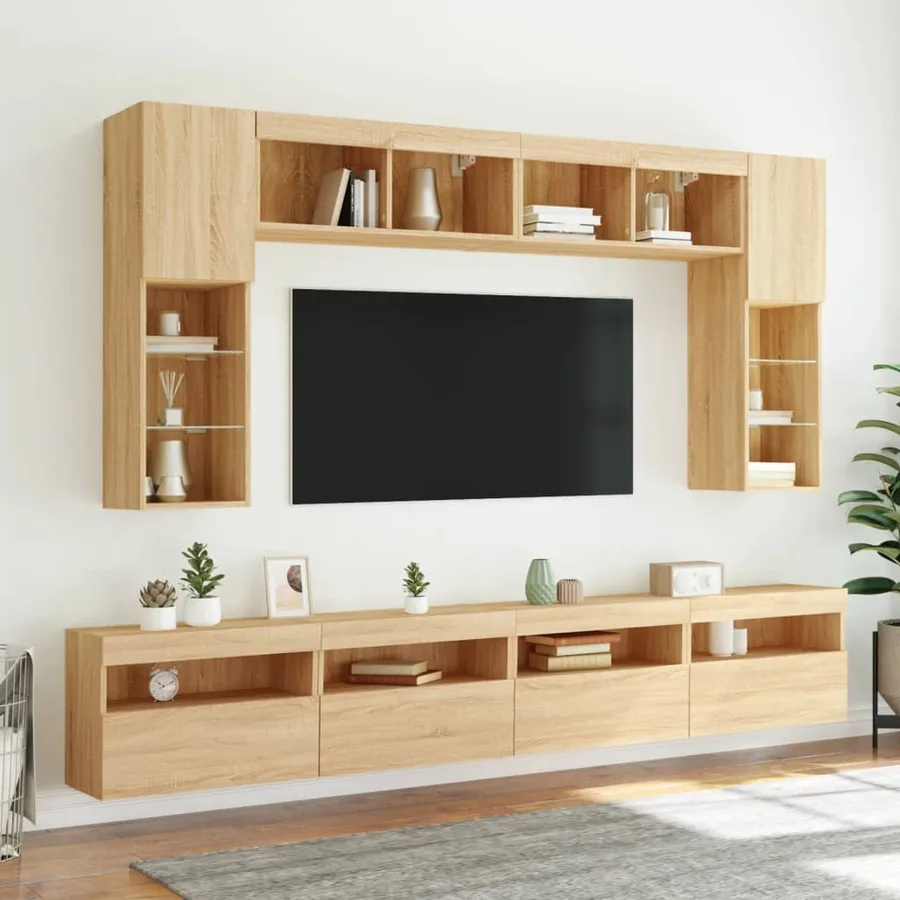 Meuble TV mural avec lumières LED chêne sonoma 60x30x40 cm - 6