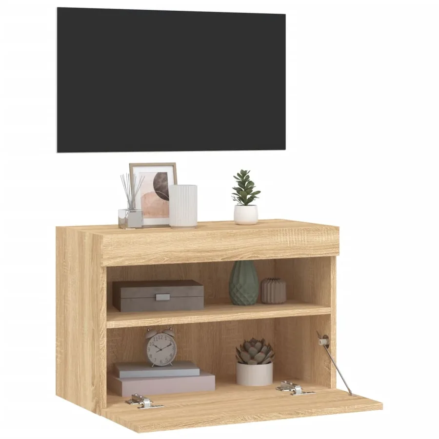 Meuble TV mural avec lumières LED chêne sonoma 60x30x40 cm - 7