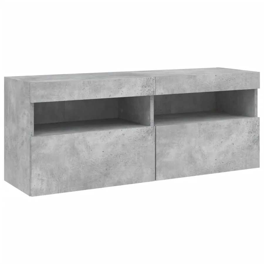 Unités murales TV avec LED 5 pcs gris béton bois d'ingénierie - 10