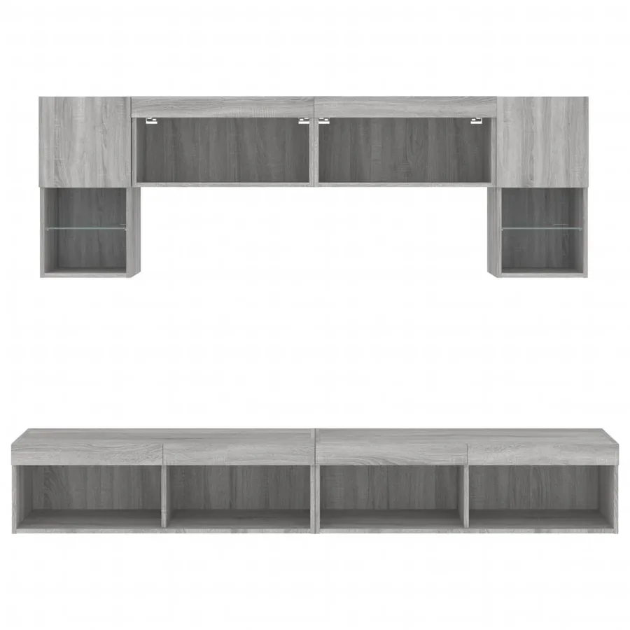 Unités murales TV avec LED 6 pcs gris sonoma bois d'ingénierie - 7