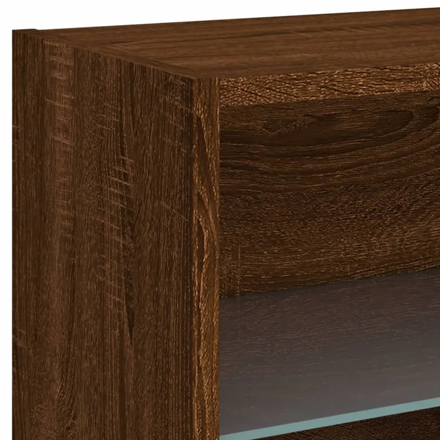 Tables de chevet murales avec lumières LED 2 pcs chêne marron - 11