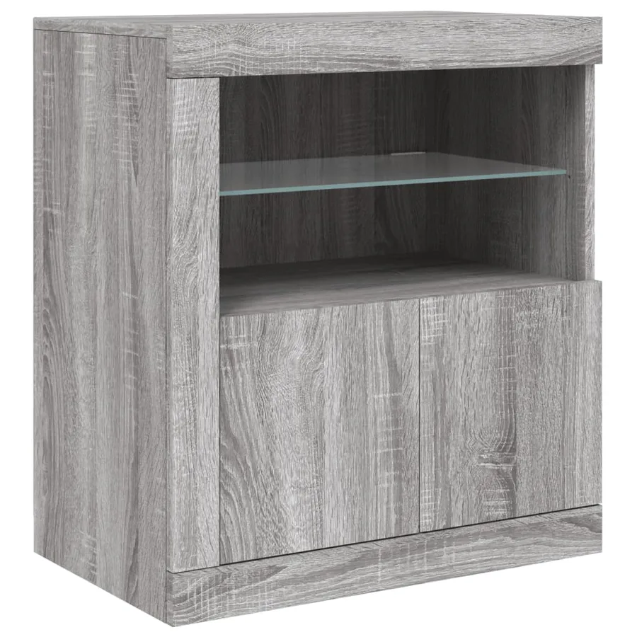 Buffet avec lumières LED sonoma gris 181,5x37x67 cm - 9