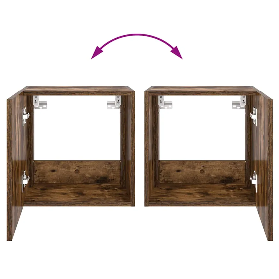 Meubles TV muraux et lumières LED 2pcs chêne fumé 40,5x35x40 cm - 16