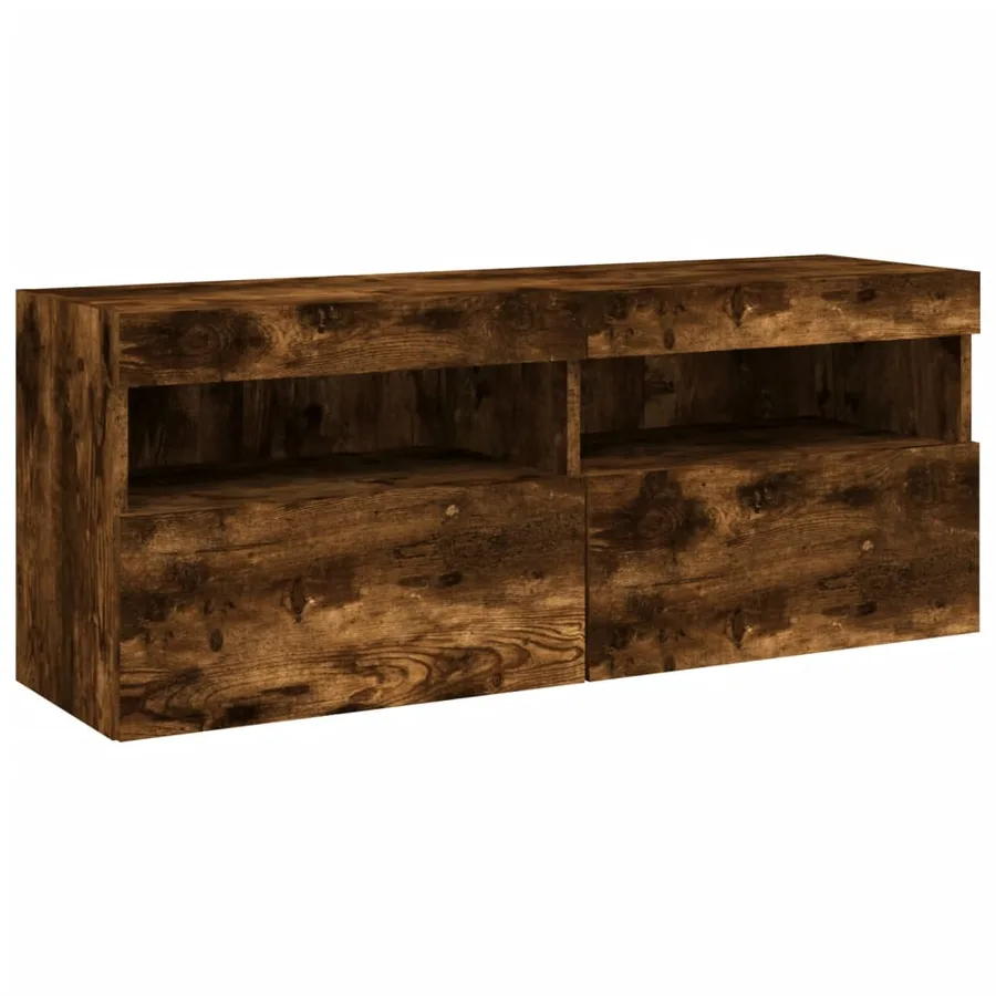 Ensemble de meubles TV muraux 7 pcs et lumières LED chêne fumé - 8