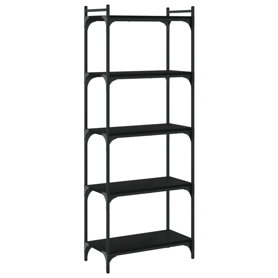 Bibliothèque à 5 niveaux noir 60x30x154 cm bois d'ingénierie - 2