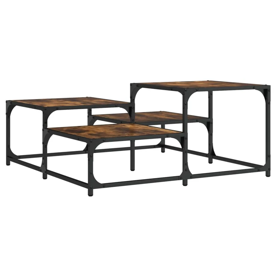 Table basse chêne fumé 87,5x87,5x40cm bois d'ingénierie - 2