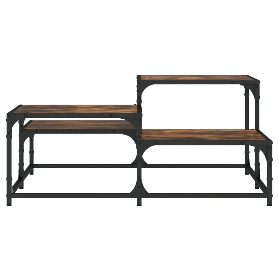 Table basse chêne fumé 87,5x87,5x40cm bois d'ingénierie - 5