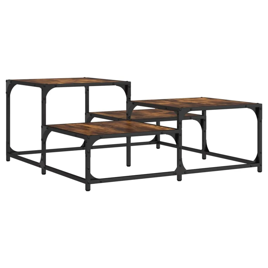 Table basse chêne fumé 87,5x87,5x40cm bois d'ingénierie - 6