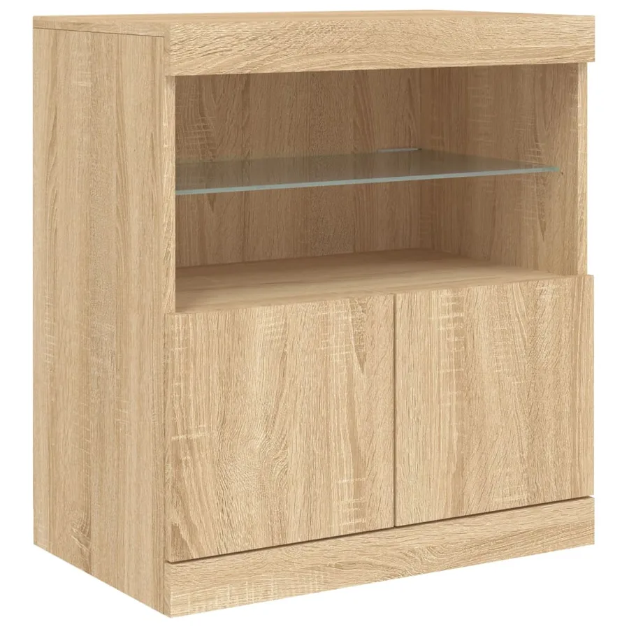 Buffet avec lumières LED chêne sonoma 60x37x67 cm - 3