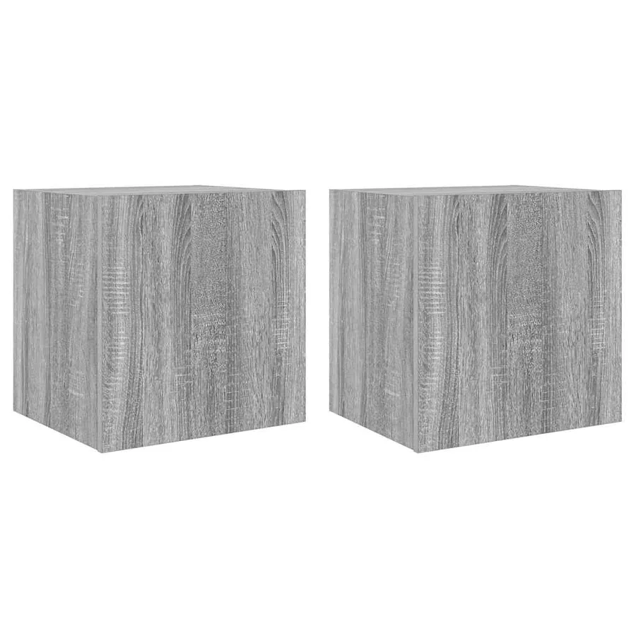 Meubles TV muraux et lumières LED 2pcs sonoma gris 40,5x35x40cm - 2