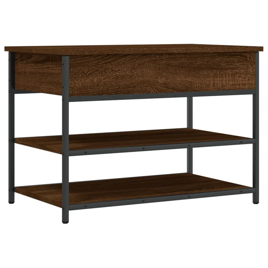 Banc à chaussures chêne marron 70x42,5x50 cm bois d'ingénierie - 2