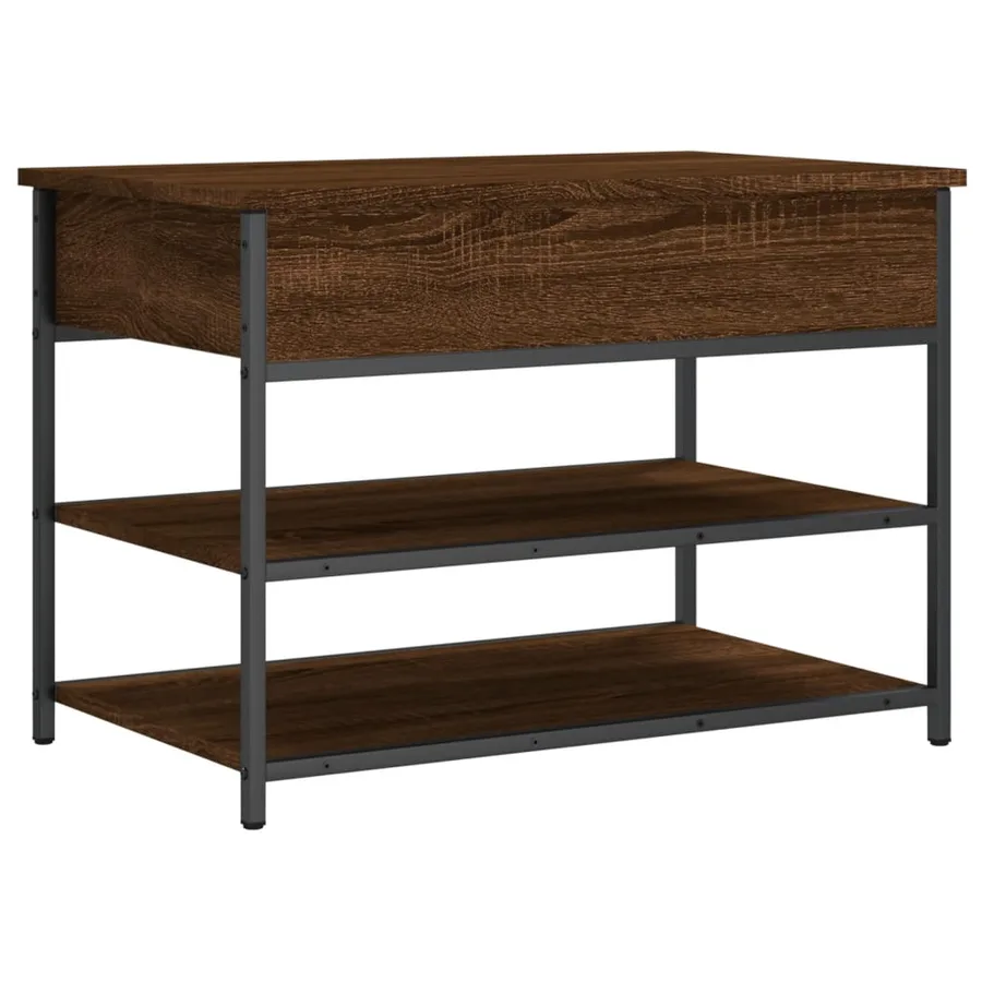 Banc à chaussures chêne marron 70x42,5x50 cm bois d'ingénierie - 9