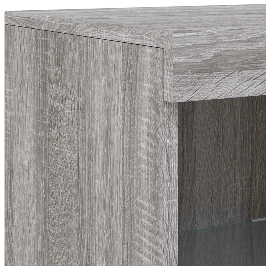 Buffets avec lumières LED 3 pcs sonoma gris bois d'ingénierie - 11