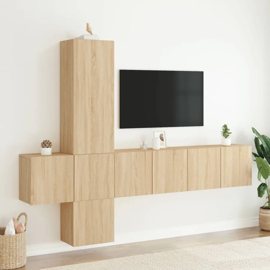 Unités murales TV 5 pcs chêne sonoma bois d'ingénierie - 3