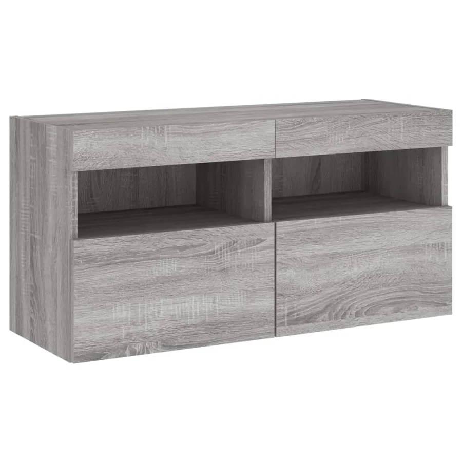 Unités murales TV avec LED 5 pcs gris sonoma bois d'ingénierie - 10