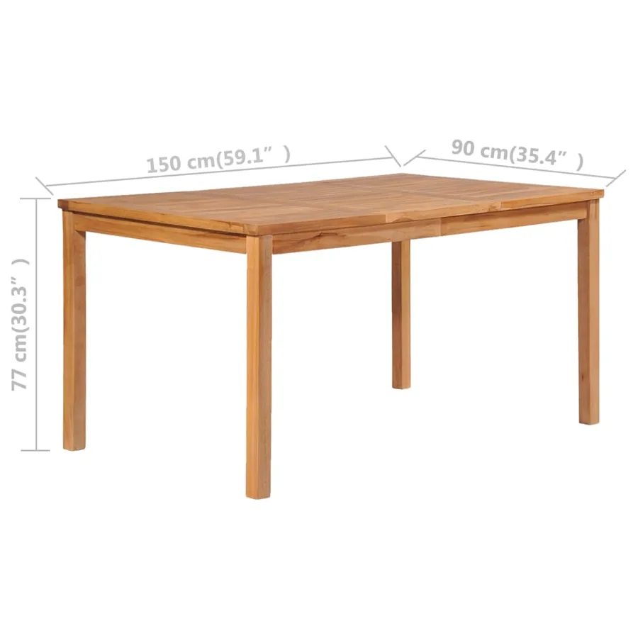 Ensemble de salle à manger de jardin 5 pièces 150 x 90 cm en bois de teck massif - 14