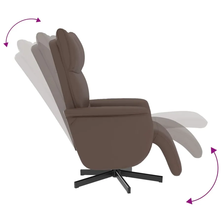 Fauteuil inclinable avec repose-pieds marron similicuir - 6