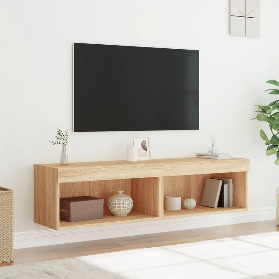Meubles TV avec lumières LED 2 pcs chêne sonoma 60x30x30 cm - 5