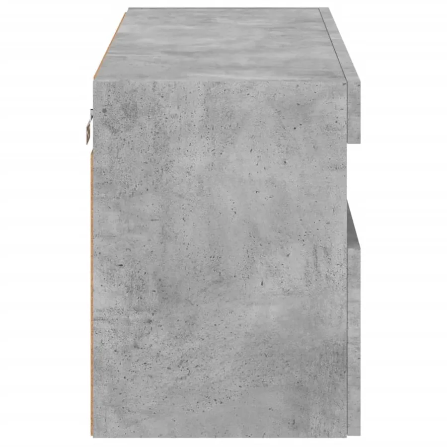 Meuble TV mural avec lumières LED gris béton 80x30x40 cm - 10