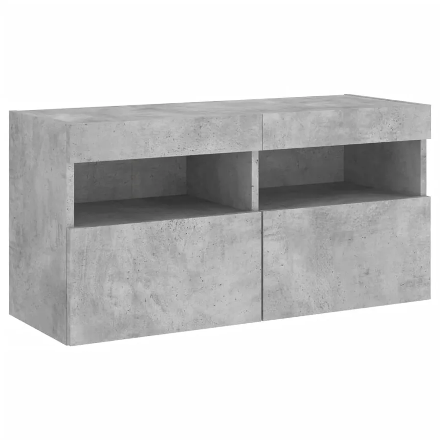 Meuble TV mural avec lumières LED gris béton 80x30x40 cm - 3