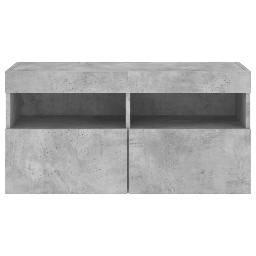 Meuble TV mural avec lumières LED gris béton 80x30x40 cm - 9