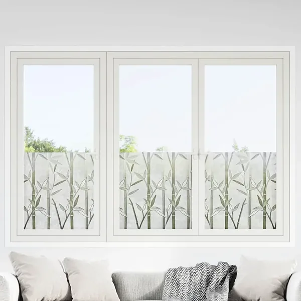 Films pour fenêtre 2 pcs dépoli motif de bambou PVC