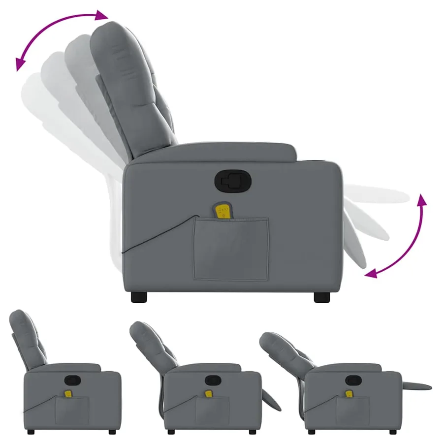 Fauteuil de massage inclinable gris similicuir - 5