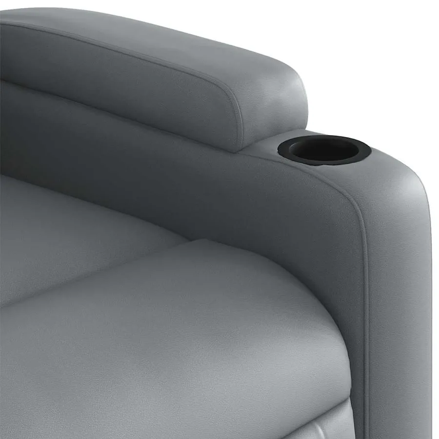 Fauteuil de massage inclinable gris similicuir - 9