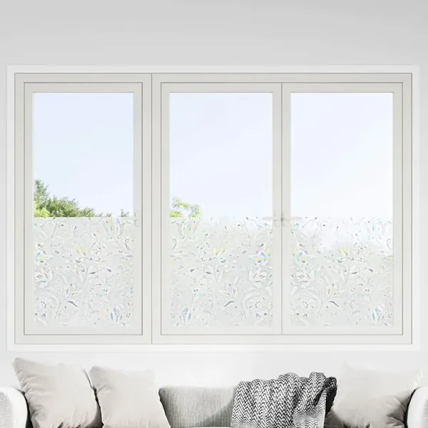 Films pour fenêtre 4 pcs dépoli motif de fleur PVC
