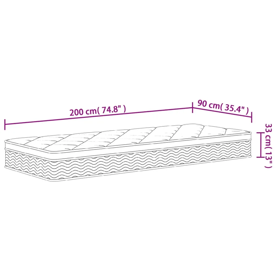 Matelas à ressorts ensachés Moyen Plus 90 x 200 cm Blanc - 8
