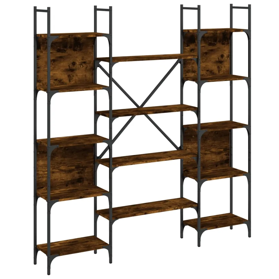 Bibliothèque chêne fumé 155,5x24x166,5 cm bois d'ingénierie - 2