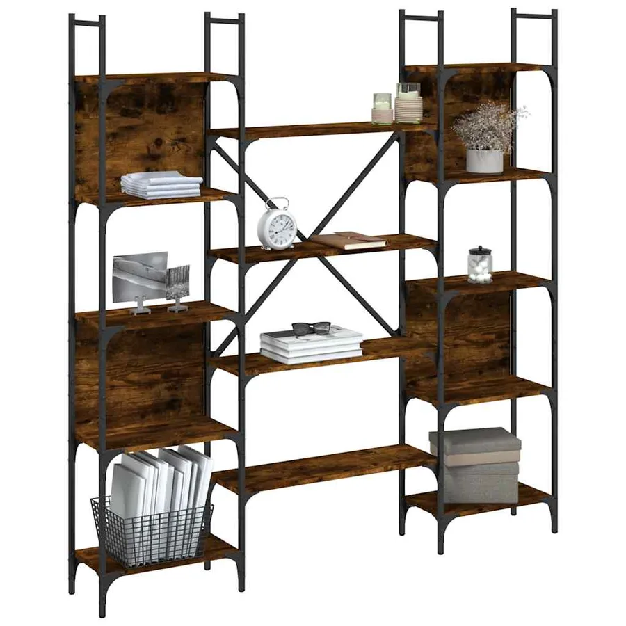 Bibliothèque chêne fumé 155,5x24x166,5 cm bois d'ingénierie - 4