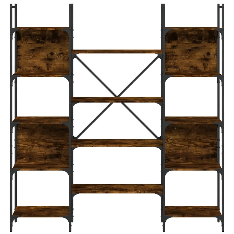 Bibliothèque chêne fumé 155,5x24x166,5 cm bois d'ingénierie - 5