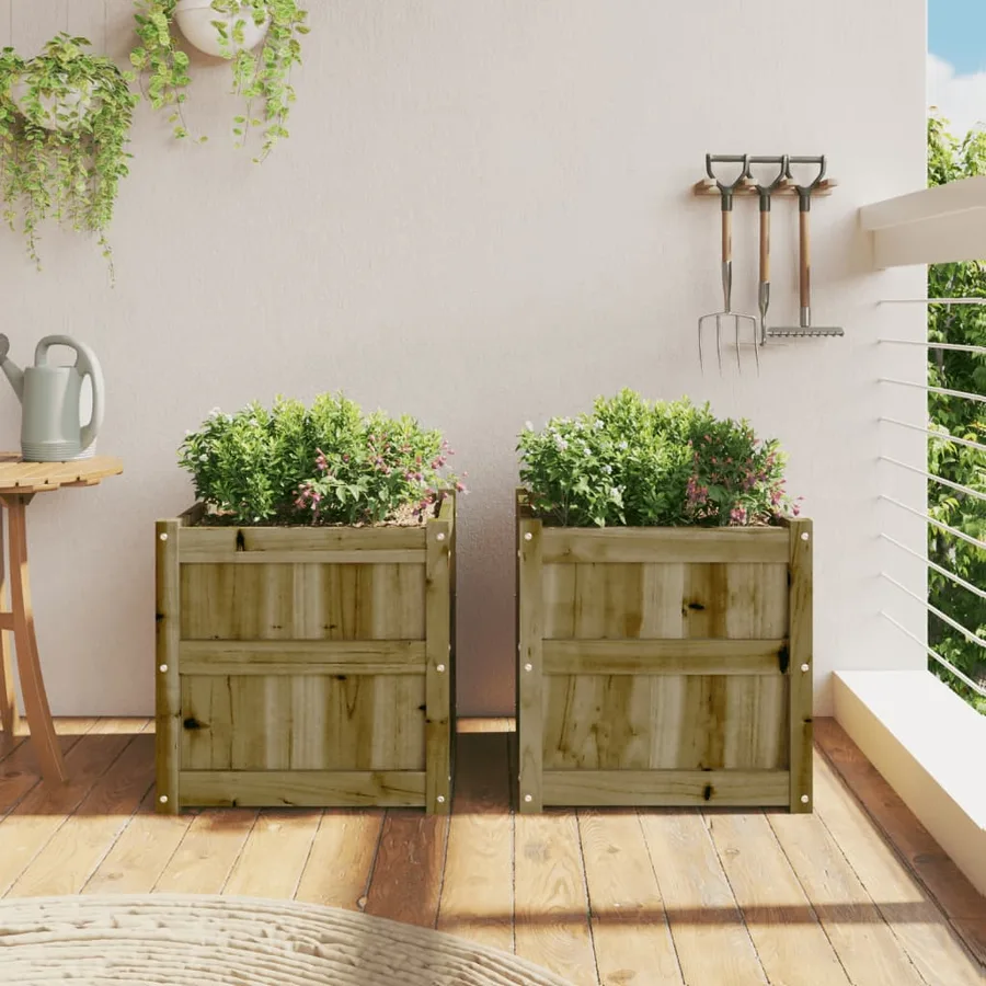 Jardinières 2 pcs bois de pin imprégné - 3