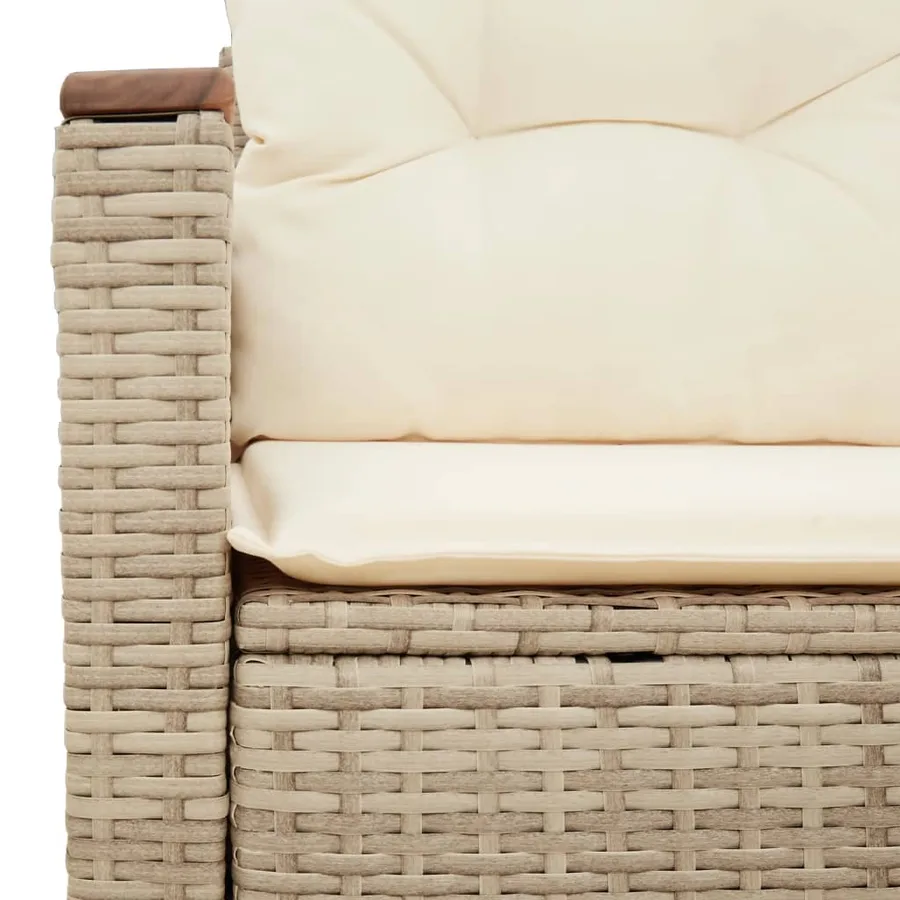 Canapé de jardin avec coussins 2 places beige résine tressée - 8