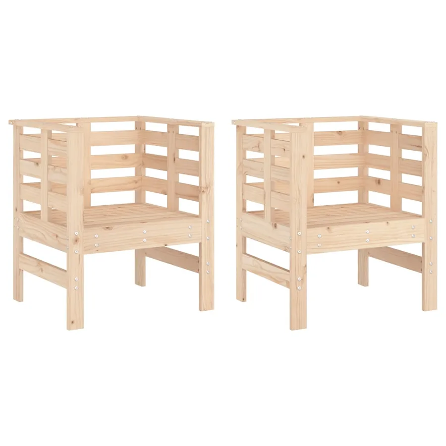 Chaises de jardin lot de 2 61,5x53x71 cm bois de pin massif - 2