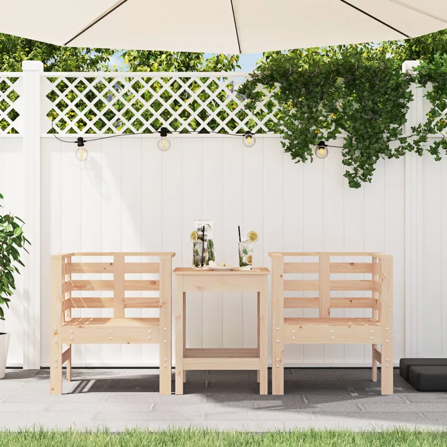 Chaises de jardin lot de 2 61,5x53x71 cm bois de pin massif - 3