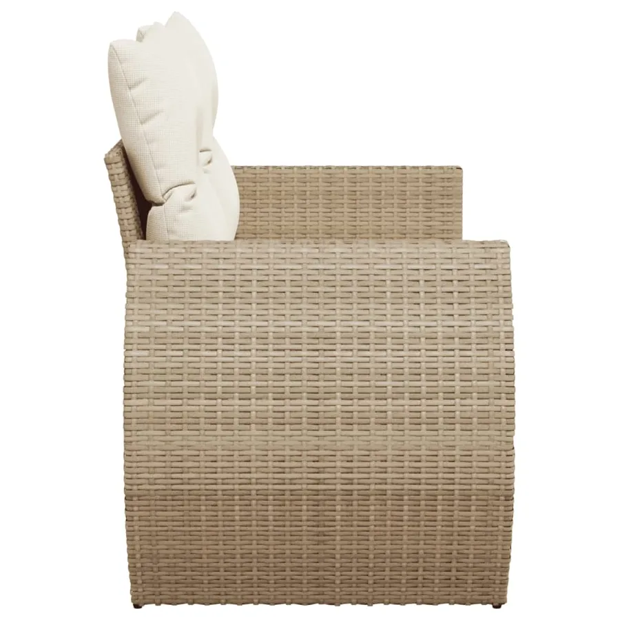 Canapé de jardin avec coussins 2 places beige résine tressée - 5