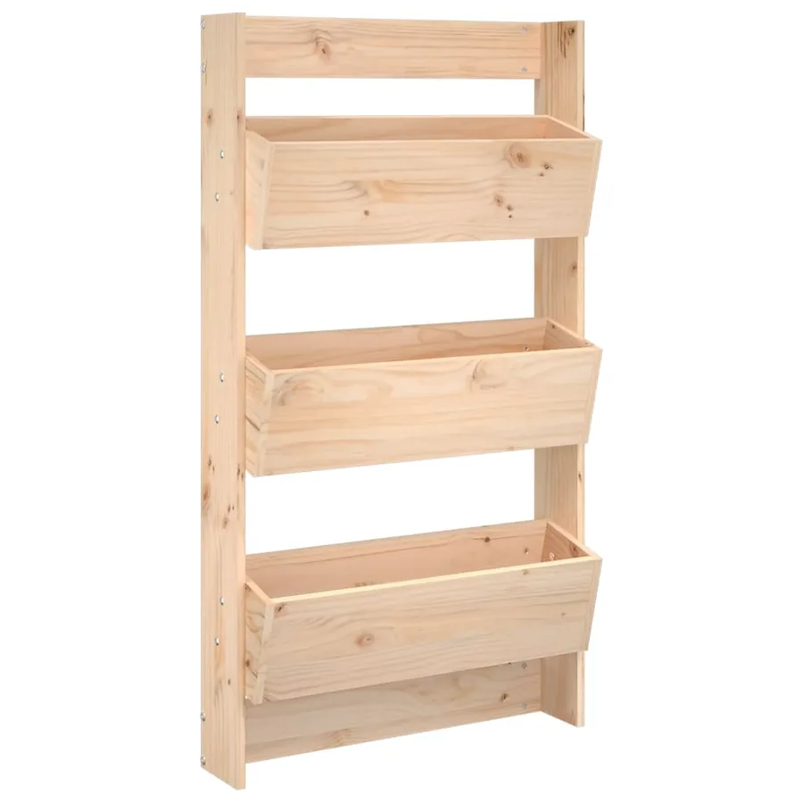 Jardinière murale 3 niveaux 60x18,5x110 cm bois de pin massif - 2